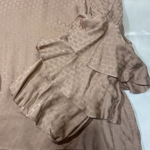 S&D Gretchen Ruffle Tiered Long Sleeve Blouse Scoop Neck Coco Brown,Size XL,NEW - Picture 5 of 9